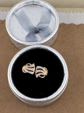 Gold Filled 2 Tone Pave Set Crystals Huggy Hoops